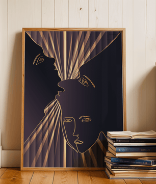 Modern Line Art Faces with Abstract Gold Accents - Mi tienda