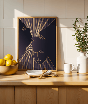 Modern Line Art Faces with Abstract Gold Accents - Mi tienda