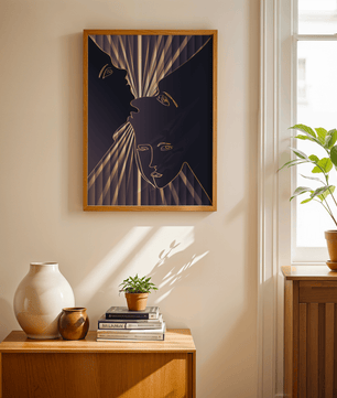 Modern Line Art Faces with Abstract Gold Accents - Mi tienda