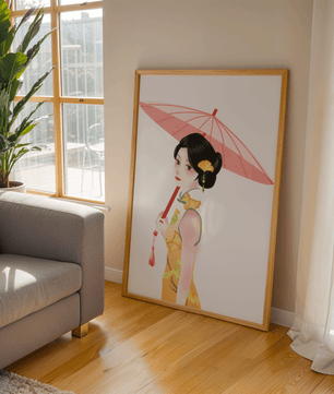Japanese Geisha Wall Art | Oriental Minimalist Poster | Traditional Asian Decor Print - Mi tienda