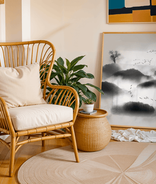 Misty mountains with flying birds in monochrome ink style - Mi tienda