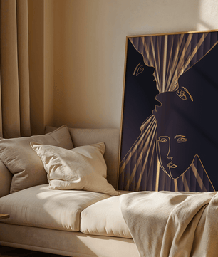 Modern Line Art Faces with Abstract Gold Accents - Mi tienda
