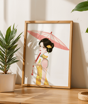 Japanese Geisha Wall Art | Oriental Minimalist Poster | Traditional Asian Decor Print - Mi tienda