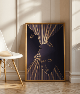 Modern Line Art Faces with Abstract Gold Accents - Mi tienda