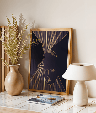 Modern Line Art Faces with Abstract Gold Accents - Mi tienda
