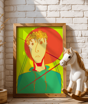 Colorful abstract portrait of a man with geometric shapes and bright background - Mi tienda