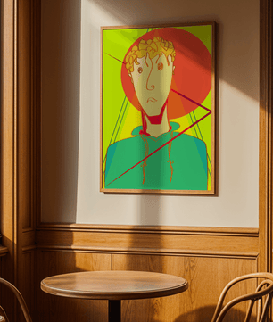 Colorful abstract portrait of a man with geometric shapes and bright background - Mi tienda