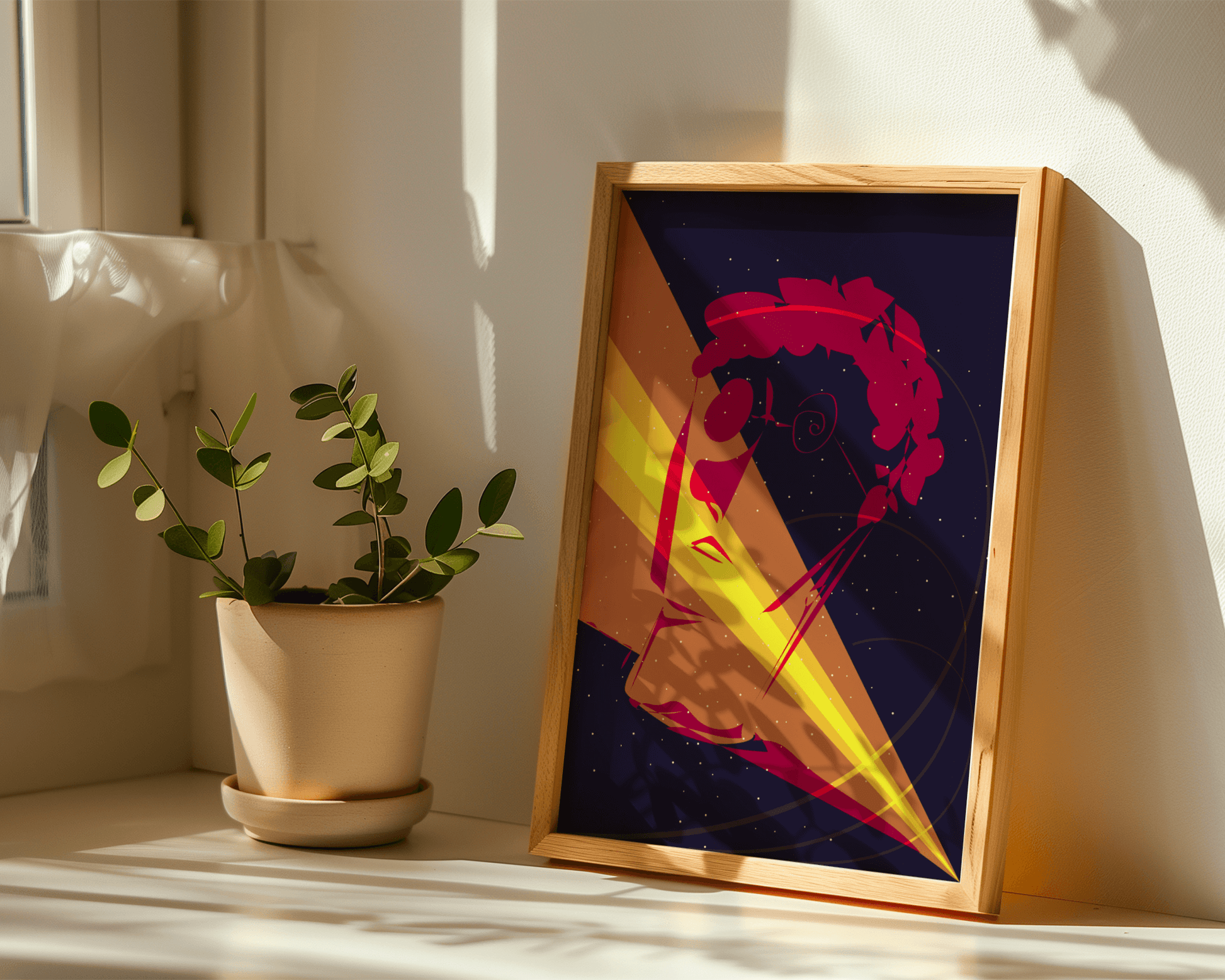Modern abstract line art poster – minimalist geometric wall decor with vibrant colors