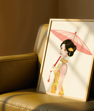 Japanese Geisha Wall Art | Oriental Minimalist Poster | Traditional Asian Decor Print - Mi tienda