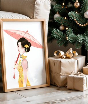 Japanese Geisha Wall Art | Oriental Minimalist Poster | Traditional Asian Decor Print - Mi tienda