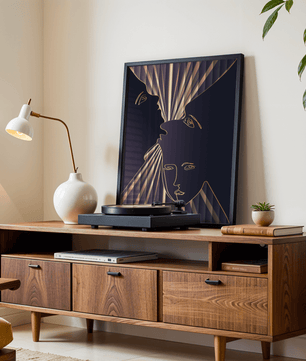 Modern Line Art Faces with Abstract Gold Accents - Mi tienda