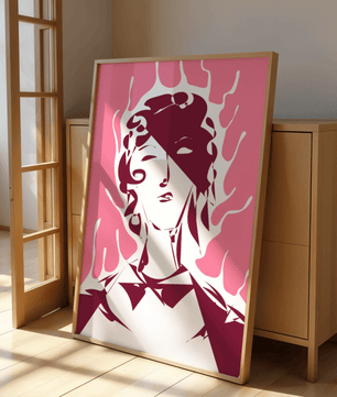 Abstract modern portrait with fiery aura and pink background - Mi tienda