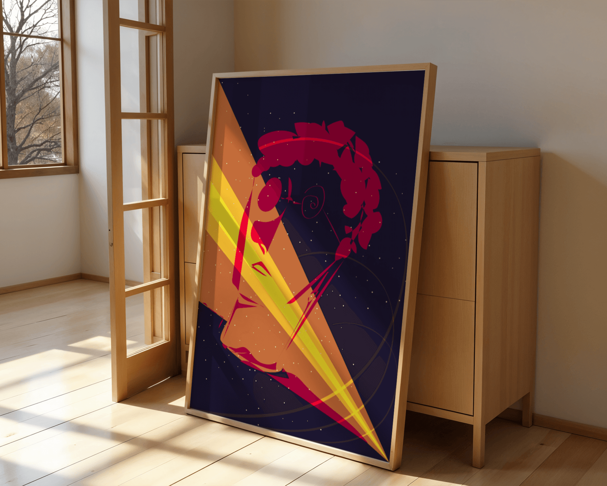 Modern abstract line art poster – minimalist geometric wall decor with vibrant colors