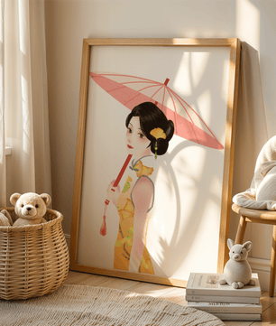 Japanese Geisha Wall Art | Oriental Minimalist Poster | Traditional Asian Decor Print - Mi tienda