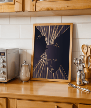Modern Line Art Faces with Abstract Gold Accents - Mi tienda