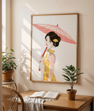 Japanese Geisha Wall Art | Oriental Minimalist Poster | Traditional Asian Decor Print - Mi tienda