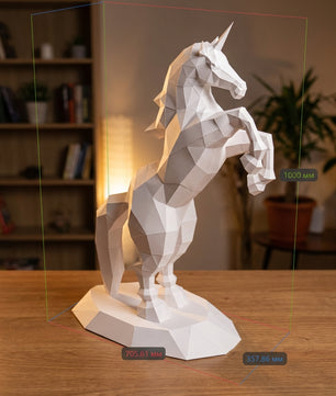 BIG Unicorn polygonal paper figure for assembly ONE meter – papercraft DIY craft, sculptural cardboard unicorn for modern home decoration - Mi tienda