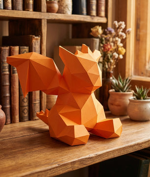 3D small polygonal paper dragon for assembly 23 x 29 x 29 – papercraft DIY kit, modern cardboard sculpture, creative geometric home decoration - Mi tienda