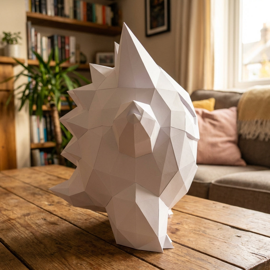 3D polygonal paper Gengar figure for assembly 27 x 33 x 32 – decorative papercraft DIY kit, modern geometric sculpture - Mi tienda