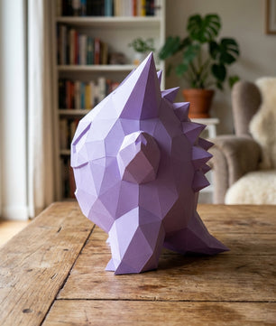 3D polygonal paper Gengar figure for assembly 27 x 33 x 32 – decorative papercraft DIY kit, modern geometric sculpture - Mi tienda