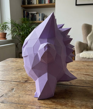 3D polygonal paper Gengar figure for assembly 27 x 33 x 32 – decorative papercraft DIY kit, modern geometric sculpture - Mi tienda