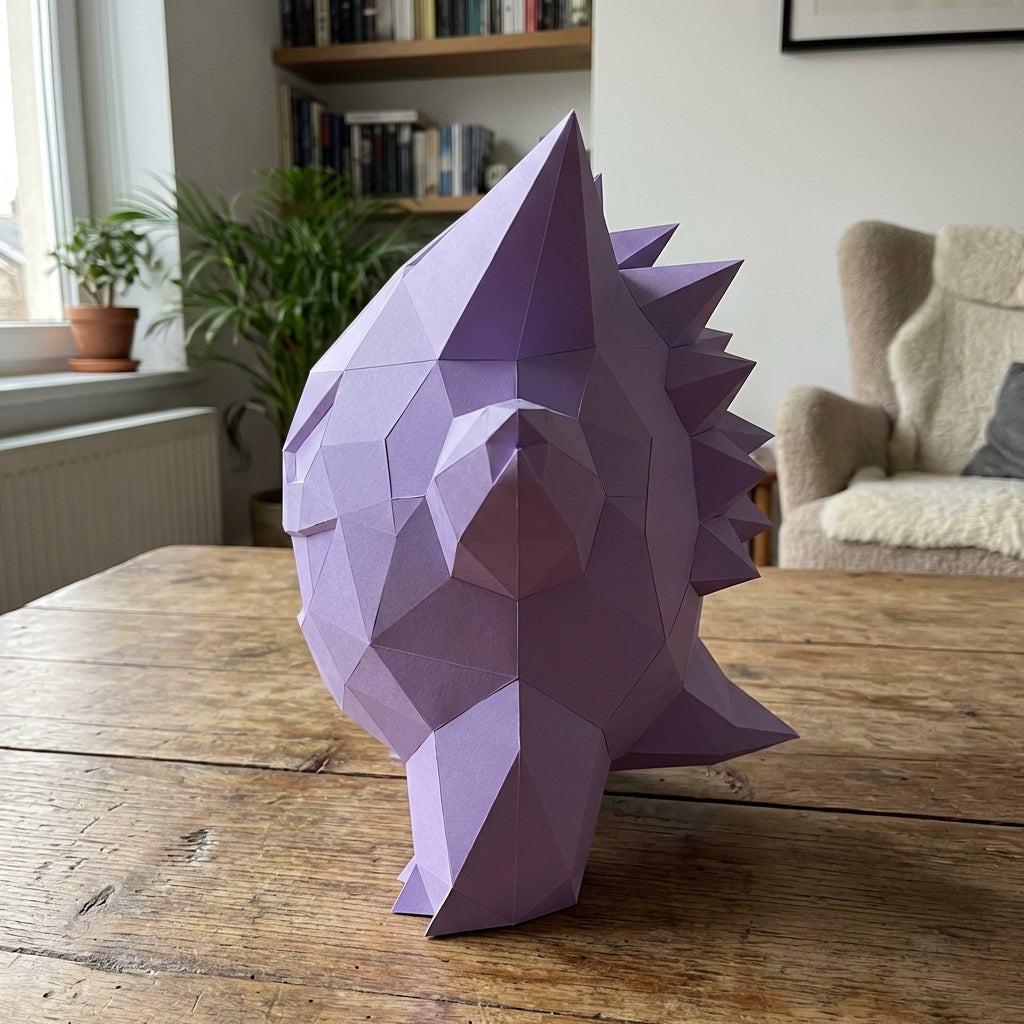 3D polygonal paper Gengar figure for assembly 27 x 33 x 32 – decorative papercraft DIY kit, modern geometric sculpture - Mi tienda