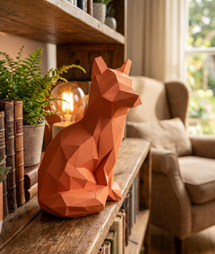 Fox polygonal paper figure for assembly 20 x 16 x 28 – papercraft DIY kit, modern cardboard sculpture, creative geometric home decoration - Mi tienda
