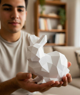 Polygonal paper rabbit builder figure, 3D craft for assembly 24 x 24 x 19 – papercraft DIY, cardboard figure for home decoration - Mi tienda