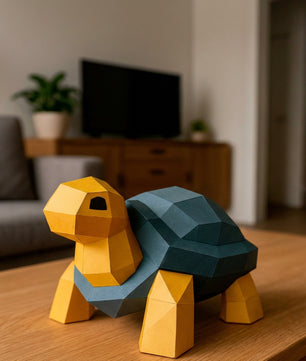 Polygonal paper turtle craft kit, 3D DIY assembly 21x20x30, papercraft cardboard figure for home decoration