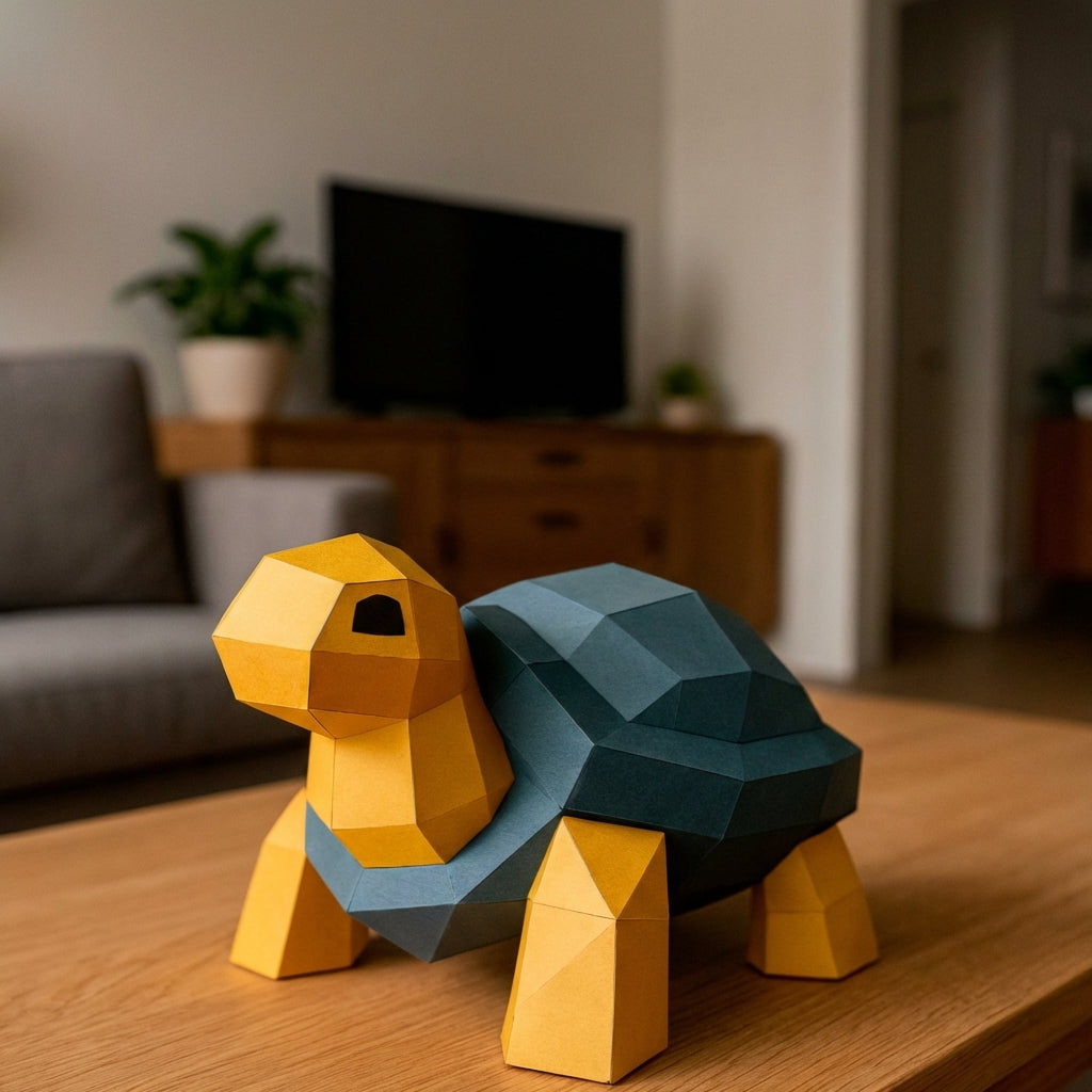 Polygonal paper turtle craft kit, 3D DIY assembly 21x20x30, papercraft cardboard figure for home decoration