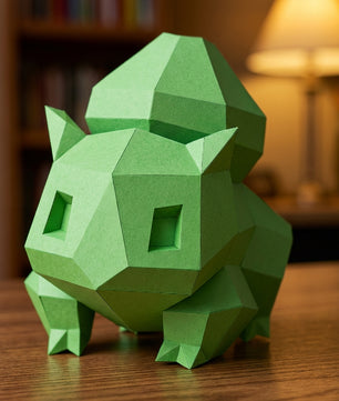 Polygonal paper Bulbasaur craft kit, 3D DIY papercraft model 23x20x19, creative cardboard decor - Mi tienda