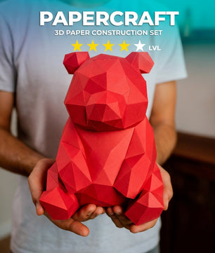 Kit de manualidades de oso de papel poligonal, ensamblaje 3D DIY 26x21x21, modelo de papercraft hecho de cartulina de 180–200 g/m²