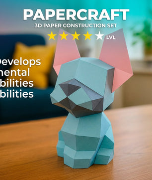 Polygonal paper dog craft kit, 3D DIY assembly 30x18x19, papercraft model