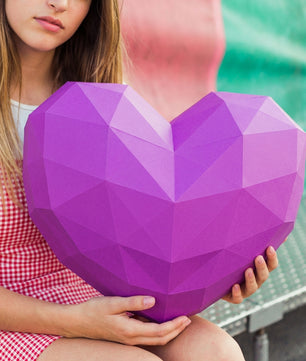 Large Low Poly Convex Heart: 3D Papercraft Interior Decor (50x60x38 cm) - Mi tienda