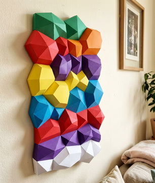 Modern 3D Papercraft Wall Panel - Geometric Low Poly Art Decor - Large DIY Sculpture for Living Room & Office (53cm) - Mi tienda