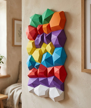 Modern 3D Papercraft Wall Panel - Geometric Low Poly Art Decor - Large DIY Sculpture for Living Room & Office (53cm) - Mi tienda