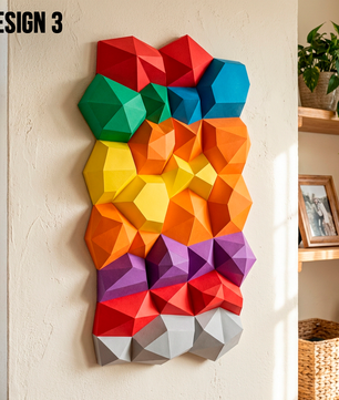Modern 3D Papercraft Wall Panel - Geometric Low Poly Art Decor - Large DIY Sculpture for Living Room & Office (53cm) - Mi tienda