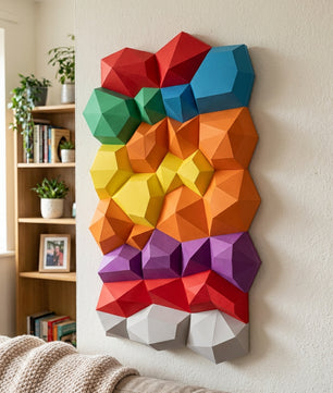 Modern 3D Papercraft Wall Panel - Geometric Low Poly Art Decor - Large DIY Sculpture for Living Room & Office (53cm) - Mi tienda