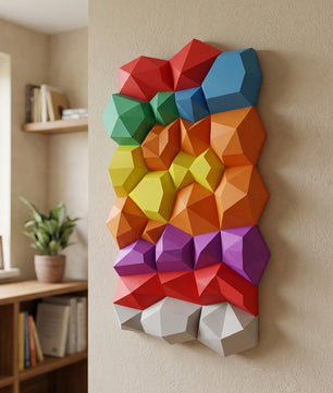 Modern 3D Papercraft Wall Panel - Geometric Low Poly Art Decor - Large DIY Sculpture for Living Room & Office (53cm) - Mi tienda