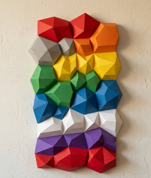 Modern 3D Papercraft Wall Panel - Geometric Low Poly Art Decor - Large DIY Sculpture for Living Room & Office (53cm) - Mi tienda