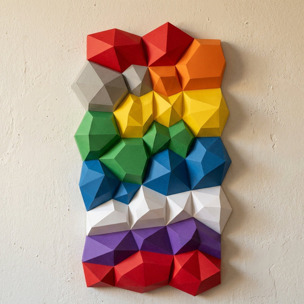 Modern 3D Papercraft Wall Panel - Geometric Low Poly Art Decor - Large DIY Sculpture for Living Room & Office (53cm) - Mi tienda