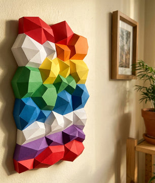 Modern 3D Papercraft Wall Panel - Geometric Low Poly Art Decor - Large DIY Sculpture for Living Room & Office (53cm) - Mi tienda