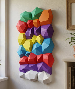 Modern 3D Papercraft Wall Panel - Geometric Low Poly Art Decor - Large DIY Sculpture for Living Room & Office (53cm) - Mi tienda