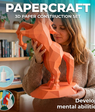 BIG Unicorn polygonal paper figure for assembly ONE meter – papercraft DIY craft, sculptural cardboard unicorn for modern home decoration - Mi tienda