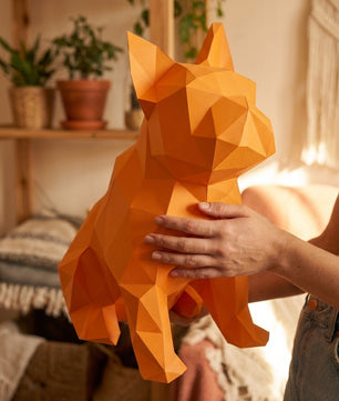 French bulldog figure 3D polygonal paper  35x19x31 – papercraft DIY kit, geometric sculpture for table or shelf - Mi tienda