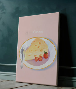Plate with Cheese and Tomatoes on Pink Background