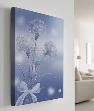 Carnations With Sparkles And Ribbon On Blue Background - Mi tienda