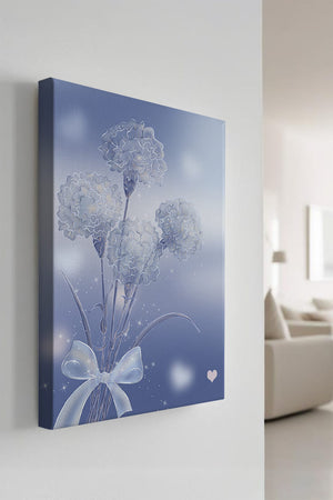 Carnations With Sparkles And Ribbon On Blue Background - Mi tienda