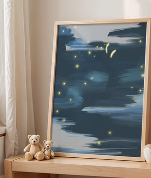 Ciel nocturne abstrait avec des éléments lumineux
