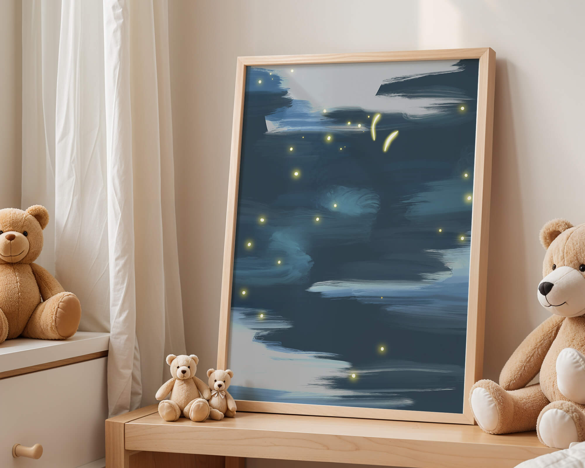 Abstract Night Sky With Glowing Elements
